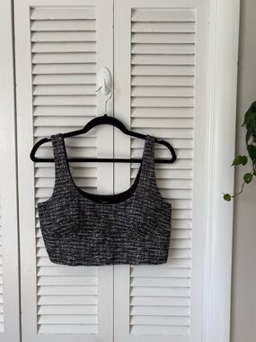 Express Black Heathered Crop Tank Top - LARGE